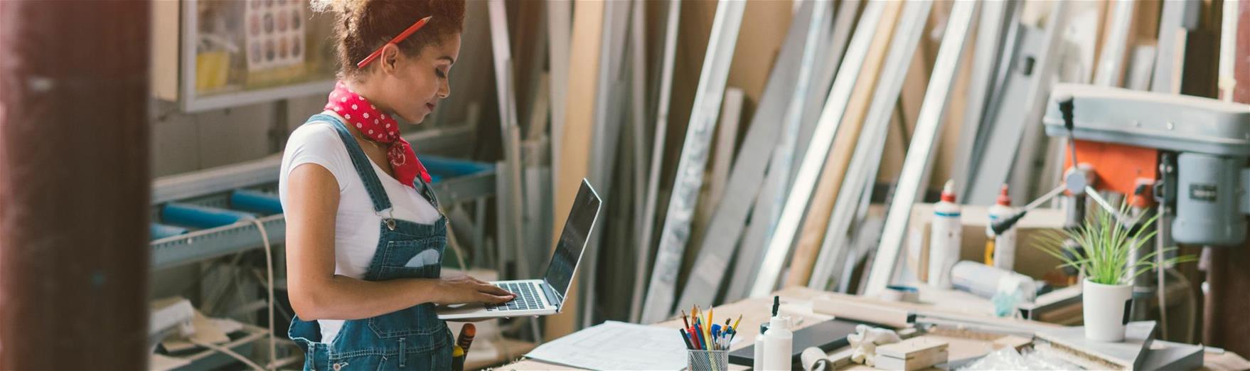 Entrepreneurial woman in her workroom 